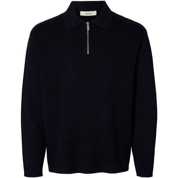Selected Homme Mens Teller FN Relaxed Half-Zip Polo - Sky Captain - M