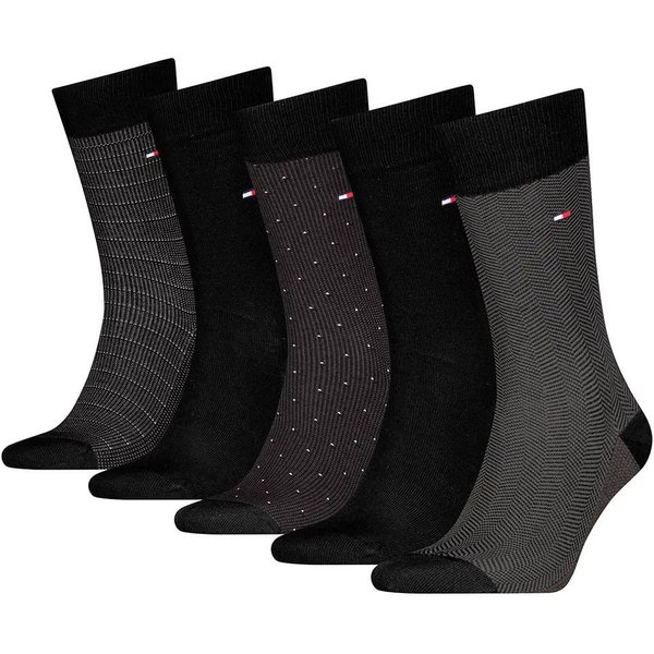 Tommy Hilfiger Mens 5-Pack Herringbone Socks Giftbox - Black - 6-8