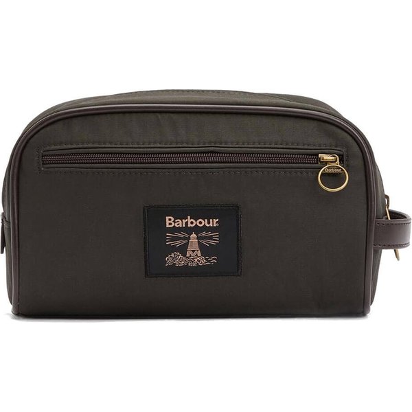 Barbour Waxed Washbag - Olive/Beacon - One