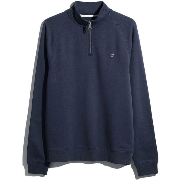 Farah Mens Jim Quarter Zip Sweatshirt - River Bed - M