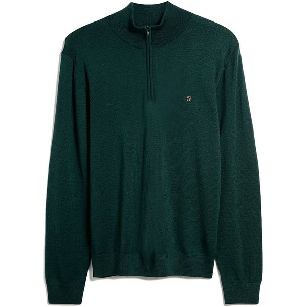 Farah Mens Redchurch Merino Wool Quarter Zip Sweater - Poplar Green - S