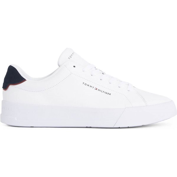 Tommy Hilfiger Mens Logo Court Trainers - White/Desert Sky - 6