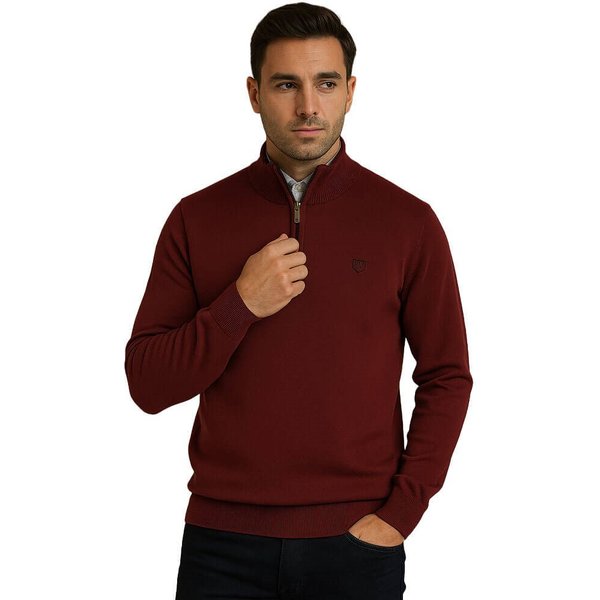 Tommy Bowe XV Kings Clothing Mens Unione 1/4 Zip Sweater - Merlot - 2XL
