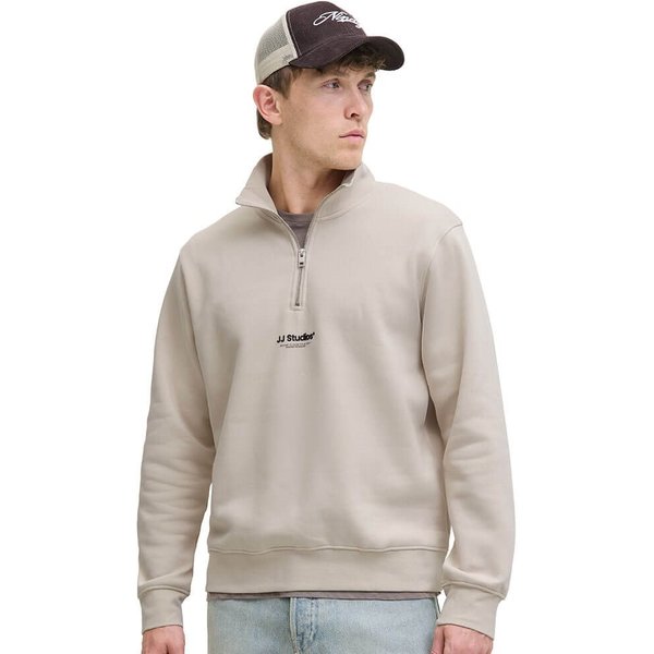 Jack And Jones Mens Soho Printed Half Zip Sweatshirt - Moonbeam - XS
