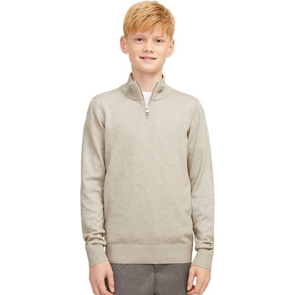 Jack And Jones Boys Emil Knit Half Zip Sweater - Oatmeal - 14