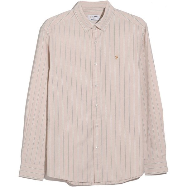 Farah Mens Steen Wide Stripe Shirt - Floral Pink Marl - M