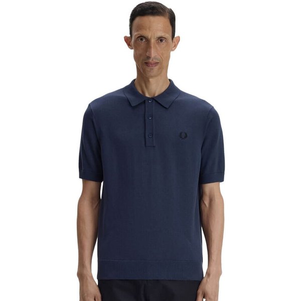 Fred Perry Mens Supima Cotton Knitted Shirt - Dark Airforce - S