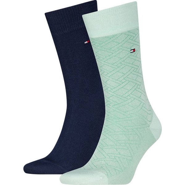Tommy Hilfiger Mens 2-Pack Pattern Socks - Fresh Green - 9-12