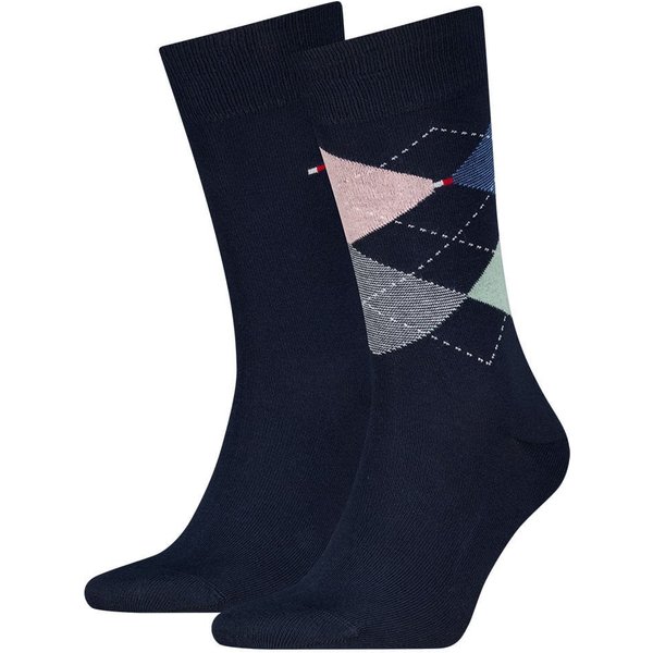 Tommy Hilfiger Mens 2-Pack Check Socks - Navy - 6-8