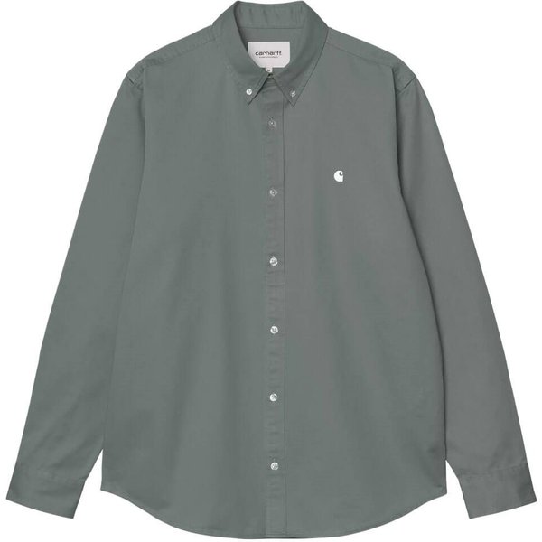 Carhartt WIP Mens L/S Madison Shirt - Velvet Green/White - XS