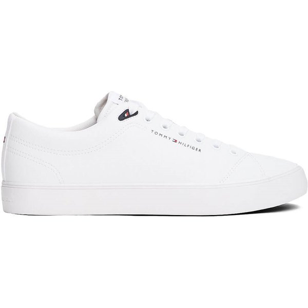 Tommy Hilfiger Mens Leather Logo Lace-Up Trainers - White - 11