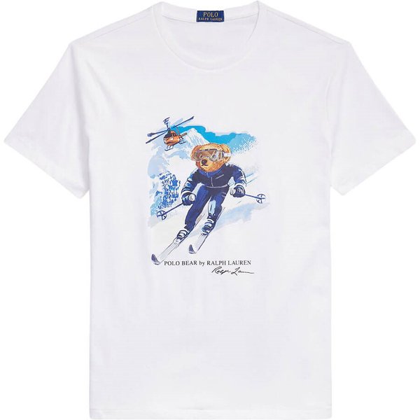 Polo Ralph Lauren Mens Custom Slim Fit Polo Bear T-Shirt - White/Active Bear - S