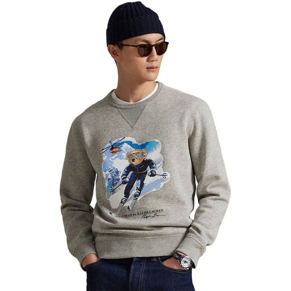 Polo Ralph Lauren Mens Polo Bear Fleece Sweatshirt - Loft Heather/Active Bear - XL