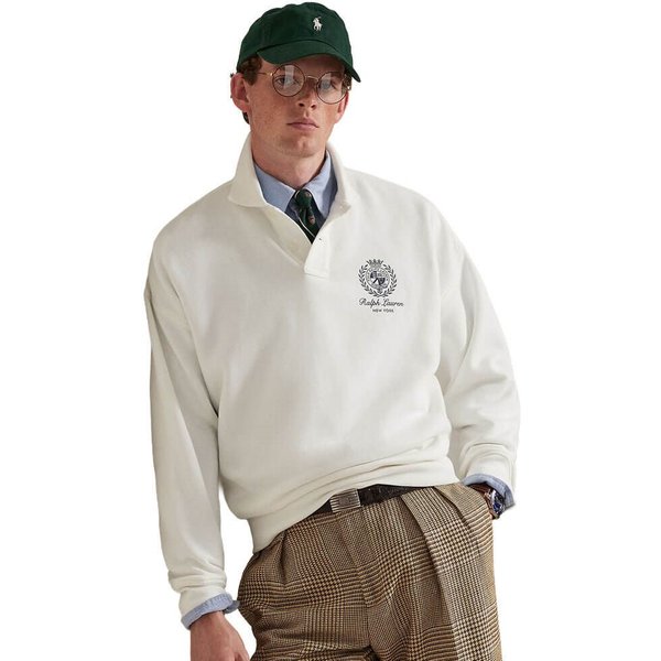 Polo Ralph Lauren Mens Relaxed Fit Fleece Graphic Sweatshirt - White - S