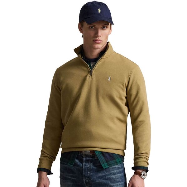 Polo Ralph Lauren Mens Double-Knit Quarter-Zip Pullover - Desert Tan - M