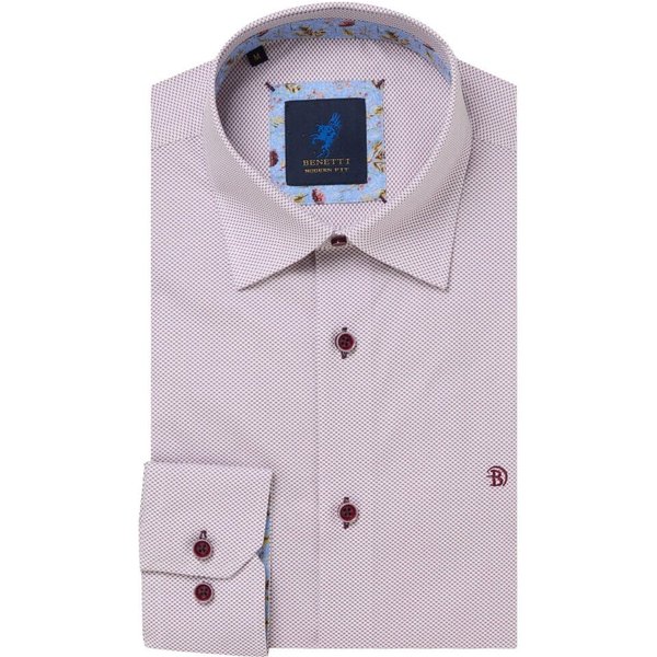 Benetti Mens Beckham Long Sleeve Shirt - Plum - 2XL