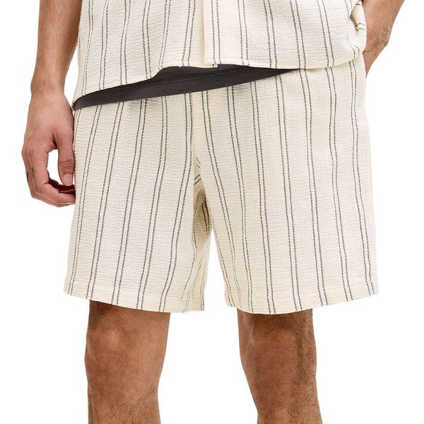 Jack And Jones Mens Jaiden Coba Stripe Jog Shorts - Antique White - L