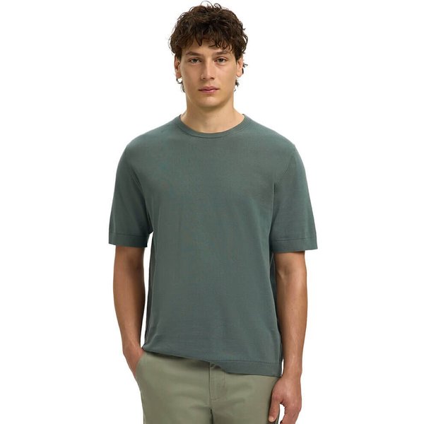 Selected Homme Mens Torino Knit Crew T-Shirt - Balsam Green - L