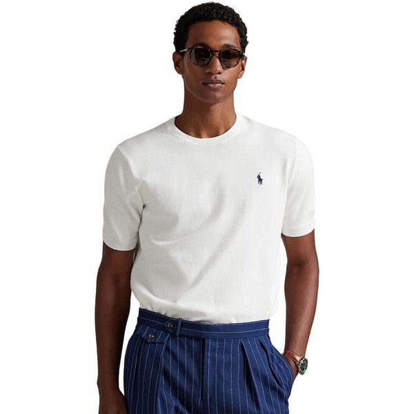 Polo Ralph Lauren Mens Cotton Crewneck Short-Sleeve Sweater - Deckwash White - M