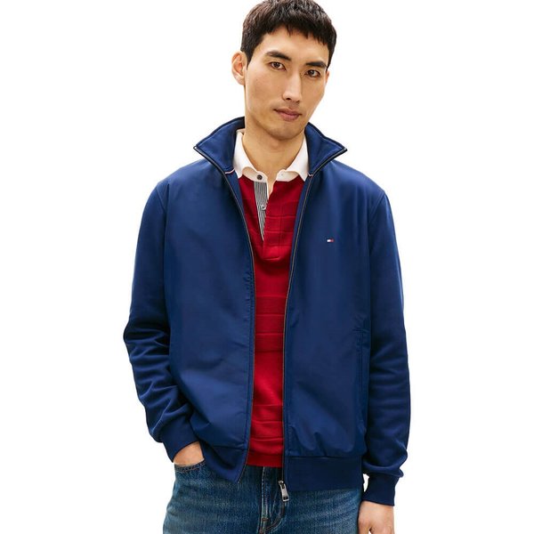 Tommy Hilfiger Mens Intechno Knit Flag Embroidery Zip-Thru Jumper - Carbon Navy - S