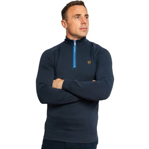 Tommy Bowe XV Kings Clothing Mens Falcons 1/4 Zip Sweater - Classic Navy/Dark Blue - XS