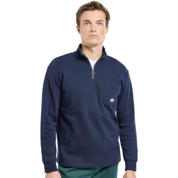 Armor Lux Mens Heritage Quarter-Zip Sweatshirt - Marine Deep - L