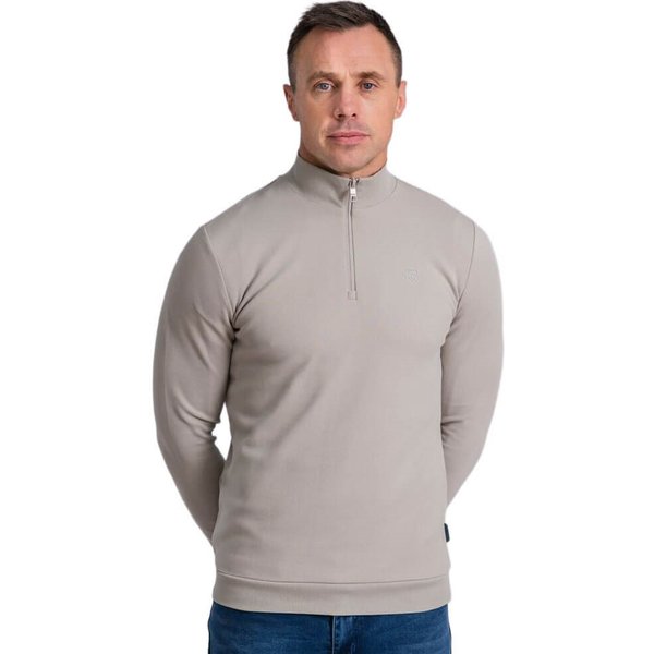 Tommy Bowe XV Kings Clothing Mens Byron Bay Twill 1/4 Zip Sweater - Overcast - XL