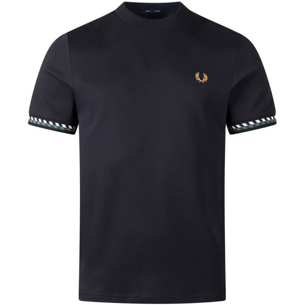 Fred Perry Mens Jacquard Cuff T-Shirt - Black - S