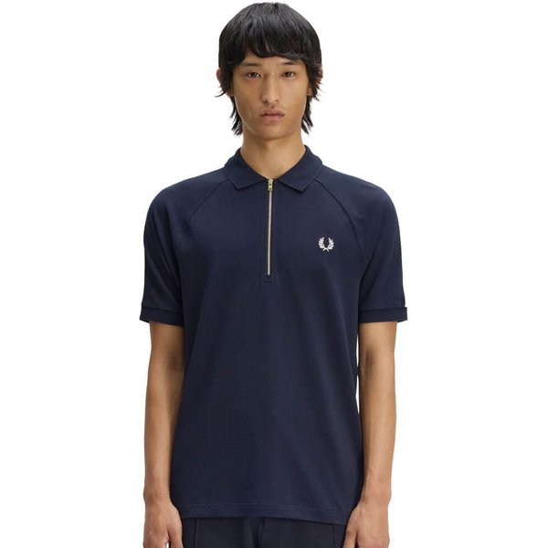 Fred Perry Mens Cable Taped Polo Shirt - Navy - S