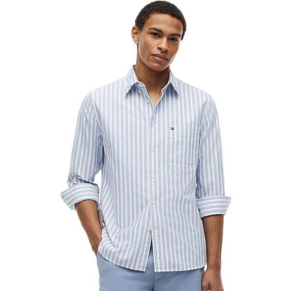 Tommy Hilfiger Mens Heritage Stripe Oxford Shirt - Regal Blue - S