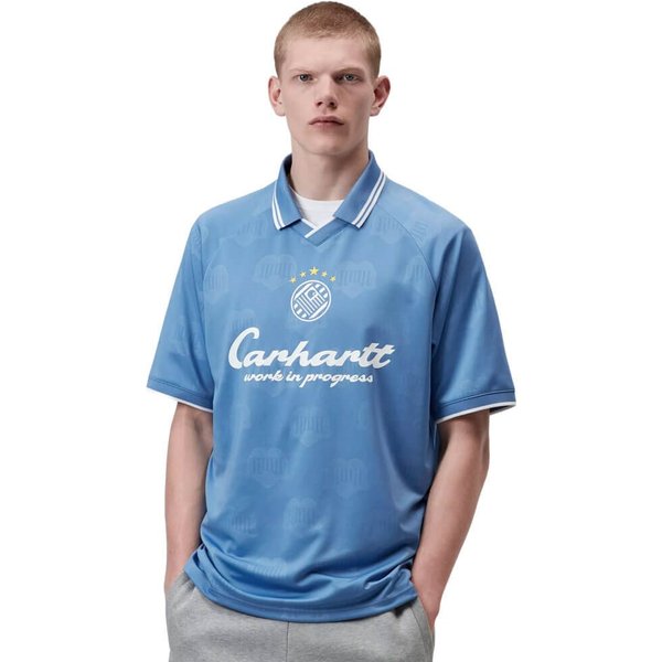 Carhartt WIP Mens Terrace Football T-Shirt - Heart Train Jacquard/Curacao - XL