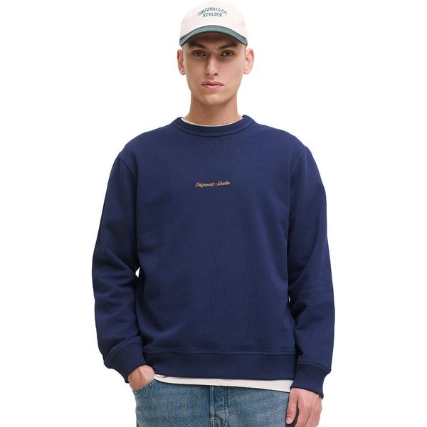 Jack And Jones Mens Norrebro Script Sweatshirt - Ocean Cavern - S