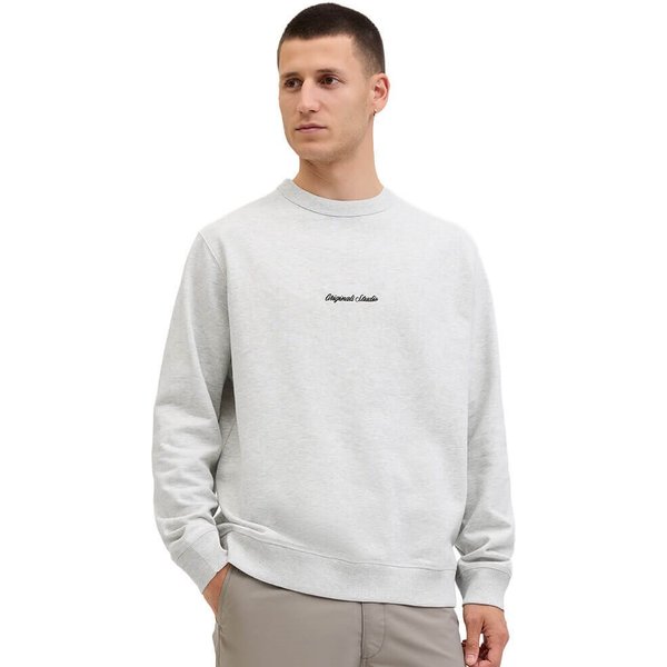 Jack And Jones Mens Norrebro Script Sweatshirt - White Melange - XS