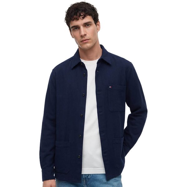 Tommy Hilfiger Mens Regular Fit Lyocell Overshirt - Carbon Navy - S