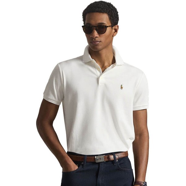 Polo Ralph Lauren Mens Custom Slim Fit Soft Cotton Polo Shirt - White - 2XL