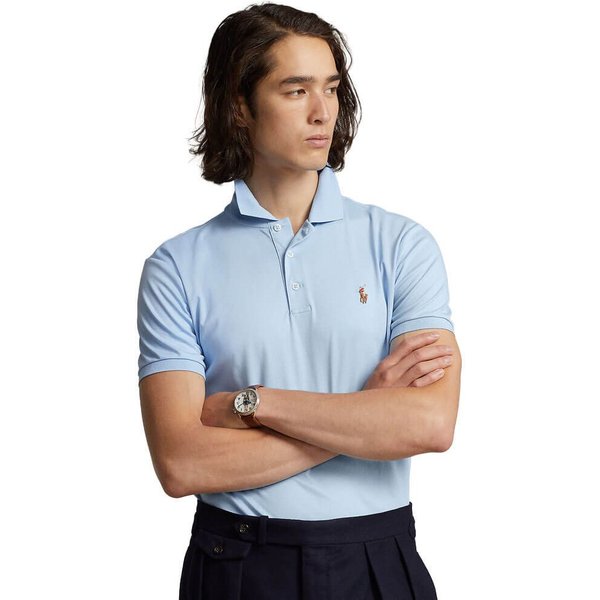 Polo Ralph Lauren Mens Custom Slim Fit Soft Cotton Polo Shirt - Office Blue - XL