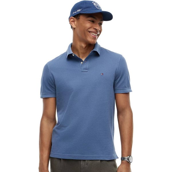 Tommy Hilfiger Mens 1985 Regular Fit Pique Polo Shirt - Aegean Sea - M