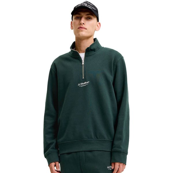 Jack And Jones Mens Soho Printed Half Zip Sweatshirt - Scarab - L