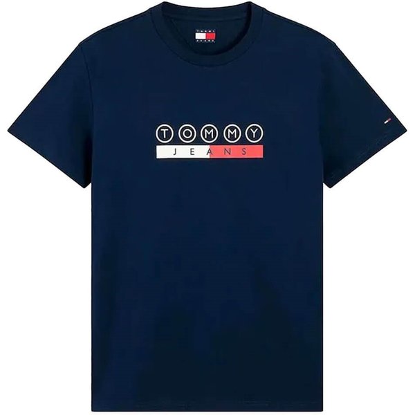 Tommy Jeans Mens Slim Fit Play Logo T-Shirt - Dark Blue - L