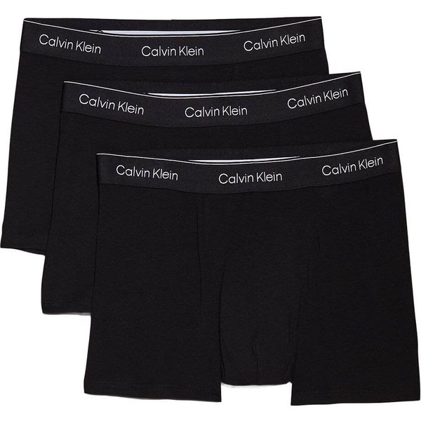 Calvin Klein Mens Icon Cotton Stretch Relaxed 3-Pack Trunks - Black/Black - 3XL