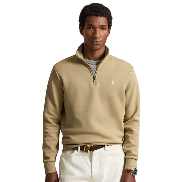 Polo Ralph Lauren Mens Double-Knit Quarter-Zip Pullover - Surrey Tan - XL