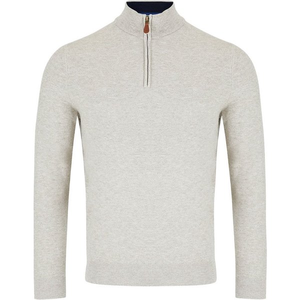 Benetti Mens Quinn 1/4 Zip Sweater - Stone - L