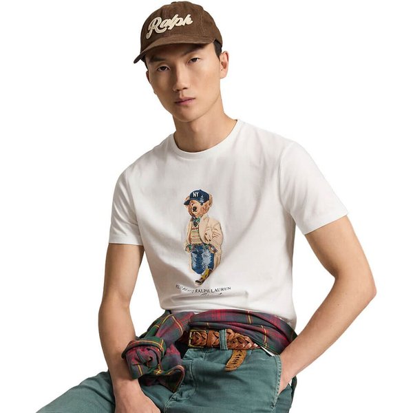 Polo Ralph Lauren Mens Custom Slim Fit Polo Bear T-Shirt - White - XS