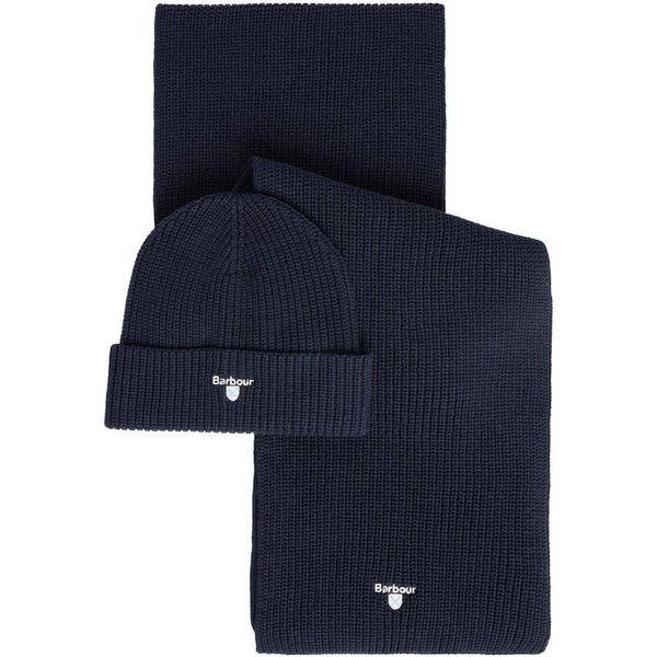 Barbour Cascade Beanie & Scarf Gift Set - Navy - One