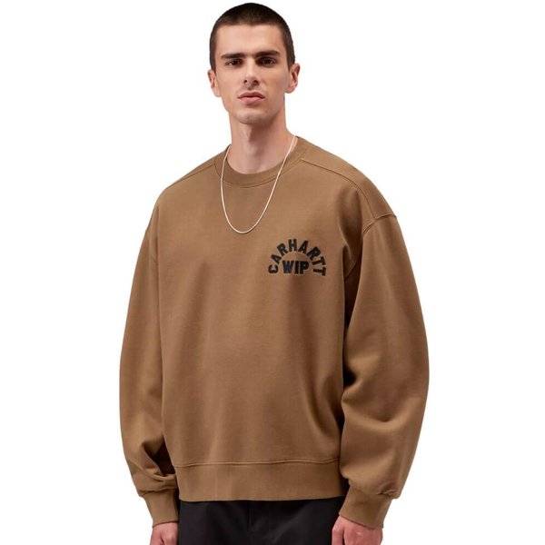 Carhartt WIP Mens Arch Script Sweatshirt - WIP H Brown/Black (Stone Washed) - L