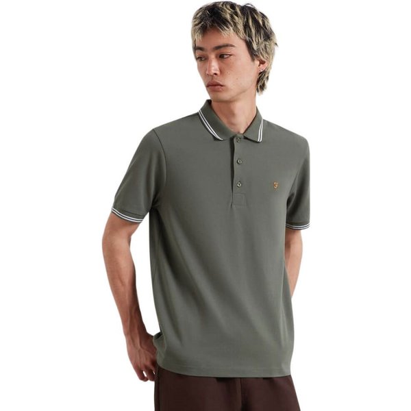 Farah Mens Bowes Tipping Polo Shirt - Rosemary - XL