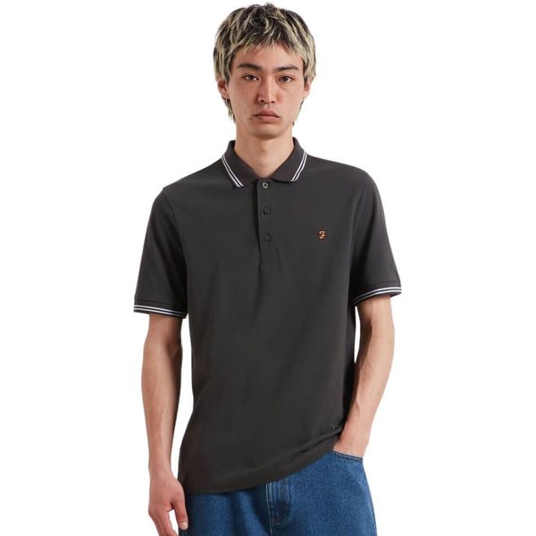 Farah Mens Bowes Tipping Polo Shirt - Washed Black - 2XL