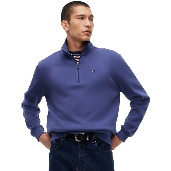 Tommy Jeans Mens Tommy Flag Quarter-Zip Sweatshirt - Basic Navy - L