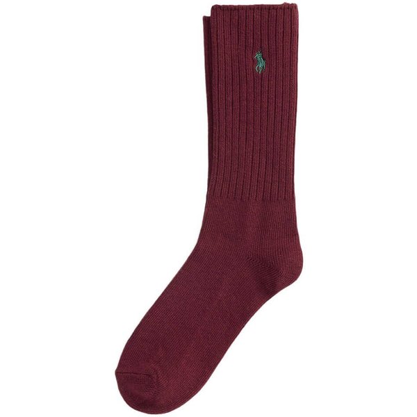 Polo Ralph Lauren Mens Cotton-Blend Crew Socks - Wine - 9-12