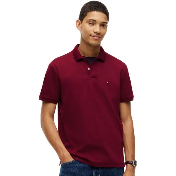 Tommy Hilfiger Mens Fluid Cotton Interlock Knit Polo Shirt - Burgundy - 3XL